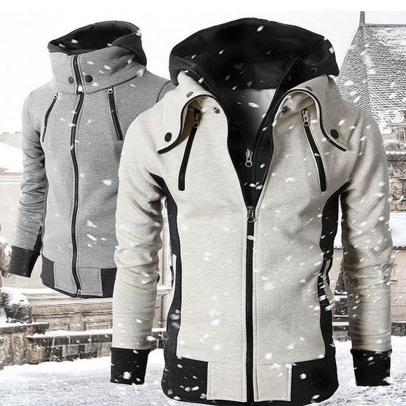 Bomber Jacket Scarf Collar Fashion Hooded Male Outwear